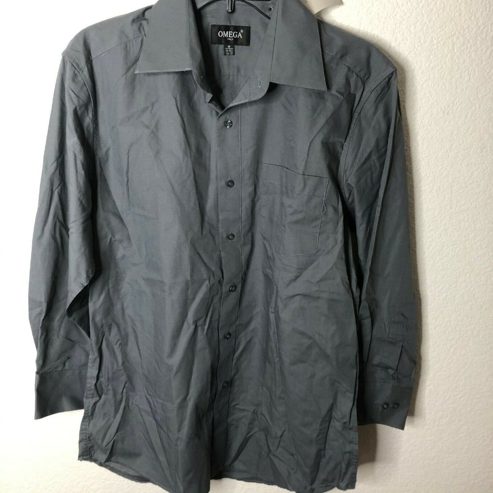 OmegaTux Mens Long Sleeve Solid Color Dress Shirt